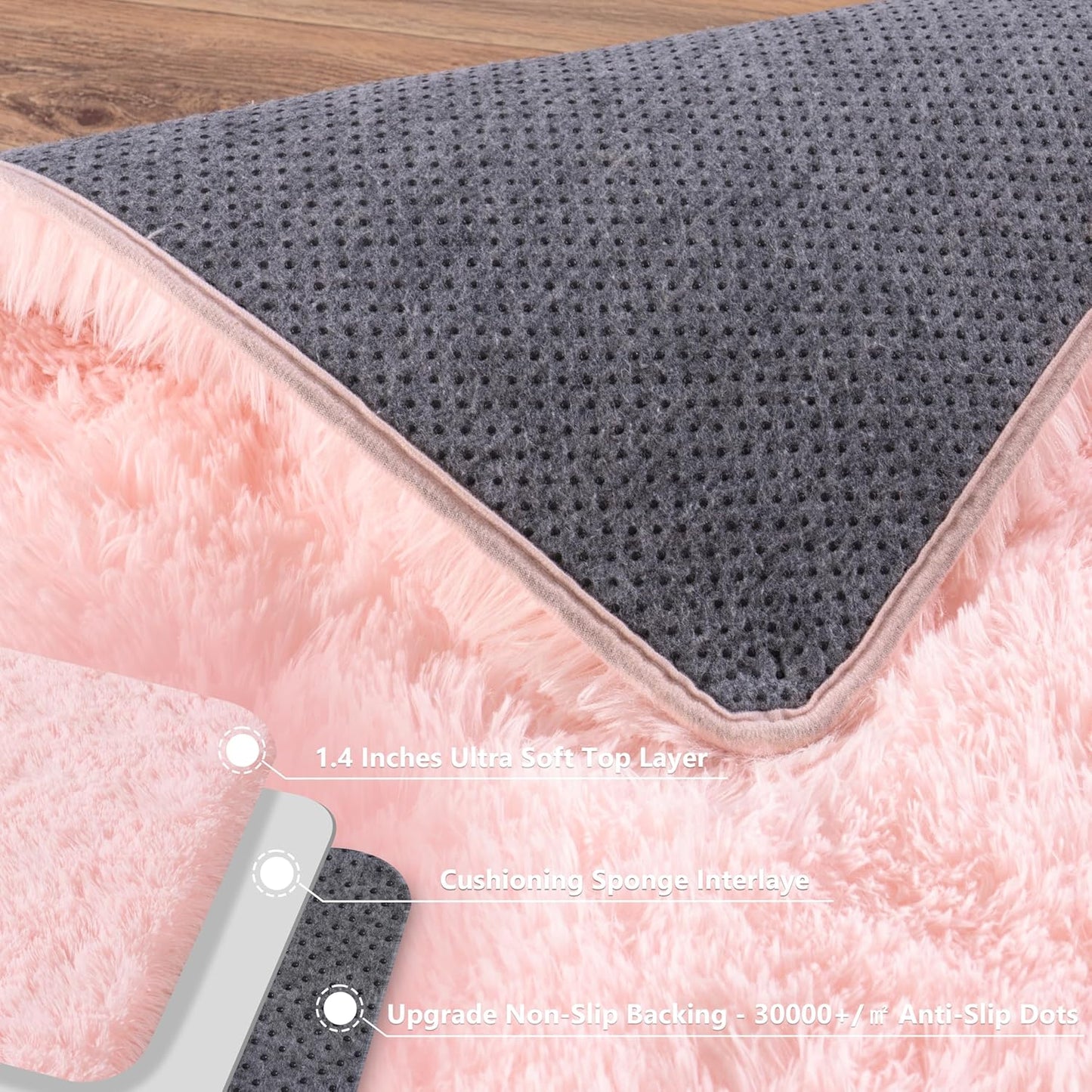 Pink Rugs for Living Room, 5x7 Area Rug for Bedroom Girls Kids Room, Fluffy Shaggy Shag Carpet, Soft Non Slip Aesthetic Decor for Home