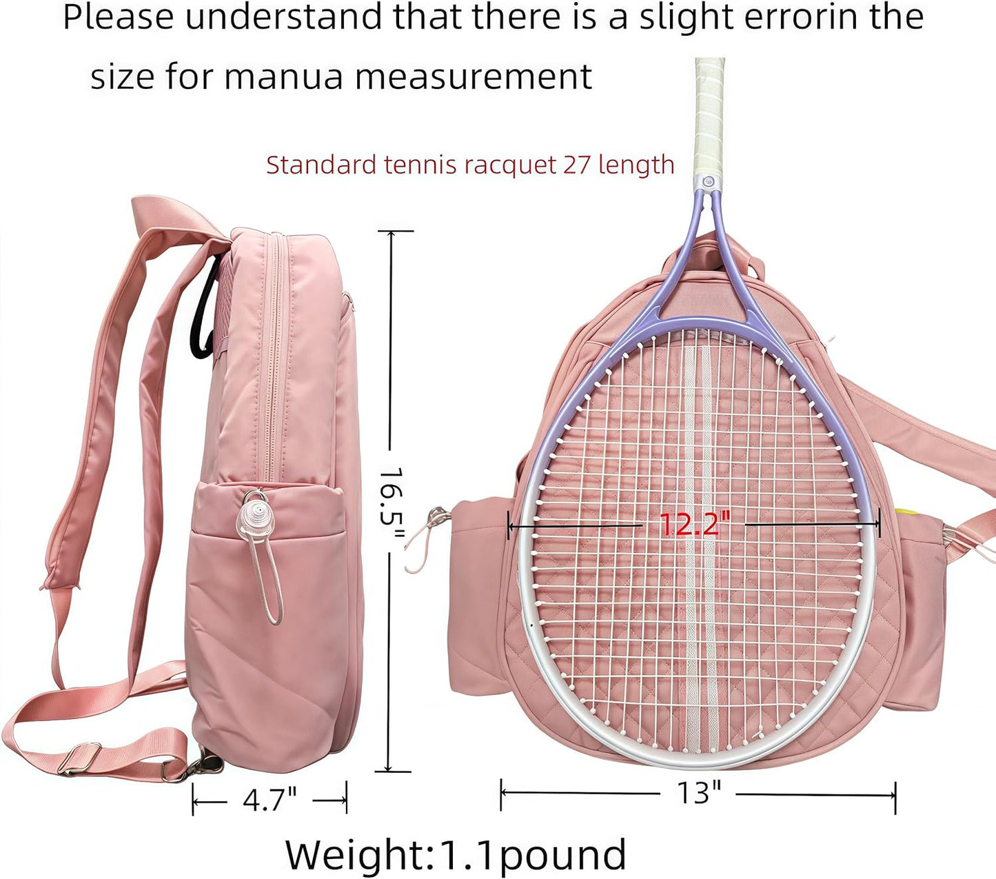 Tennis bag for women - Quilted Sling Grid Design Water repellent Two Side Pockets Dry wet separation independent pocket Friend couple gift