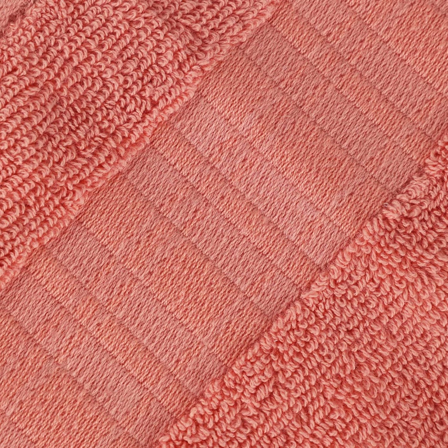 Superior 6-Piece Cotton Towel Set, Geometric Design, Dobby Border, Plush Quick Dry Towels, Decorative Bathroom, Spa, Includes 2 Bath, 2 Hand, 2 Face Towels/ Washcloth, Larissa Collection, Coral