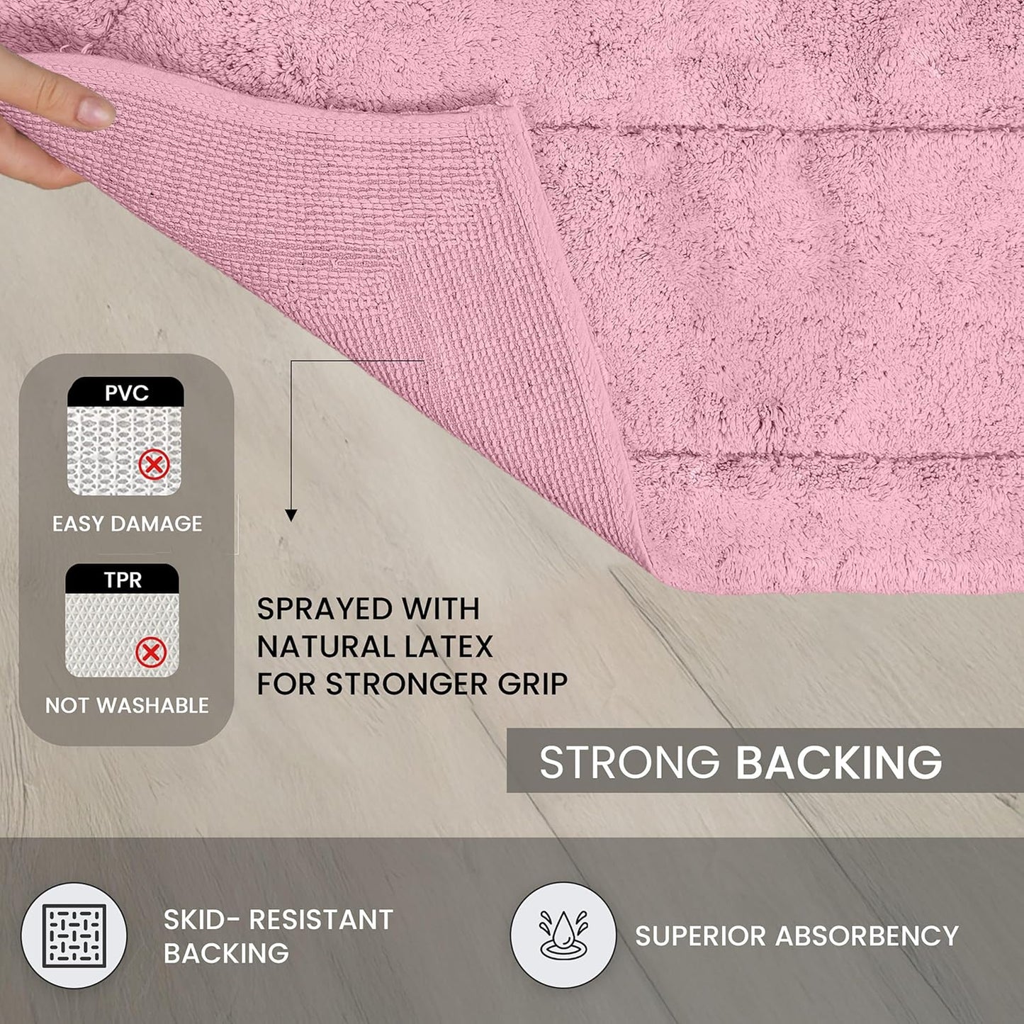 Home Weavers Waterford Collection 100% Cotton Tufted Bath Rug, Extra Soft and Absorbent Bath Rugs, Non-Slip Plush Bath Carpet, Machine Wash, Bath Mat for Bathroom, 20"x20" Contour, Pink