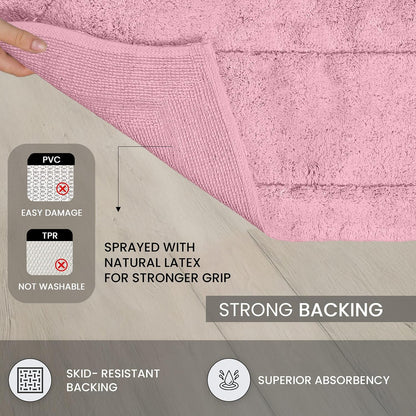 Home Weavers Waterford Collection 100% Cotton Tufted Bath Rug, Extra Soft and Absorbent Bath Rugs, Non-Slip Plush Bath Carpet, Machine Wash, Bath Mat for Bathroom, 20"x20" Contour, Pink