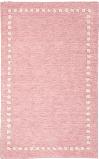 SAFAVIEH Kids Collection Area Rug - 5' x 8', Pink, Handmade Polka Dot Border Wool, Ideal for High Traffic Areas in Living Room, Bedroom (SFK802U)