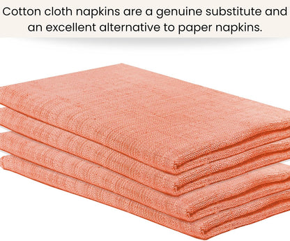 Cotton Clinic Dinner Napkins Famhouse Style 100% Cotton 18x18 Inch Set of 4 - Soft Durable Reusable Table Napkins for Dining Wedding Parties Holidays Easter and Everyday Use Cloth Napkins Coral Peach