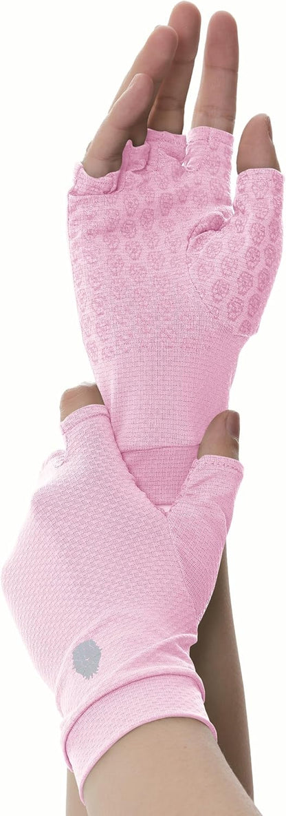 Men's Women's SPF Fingerless Gloves Mittens Sun Protection Unisex Driving Gloves UPF 50+ With Silicone Gel