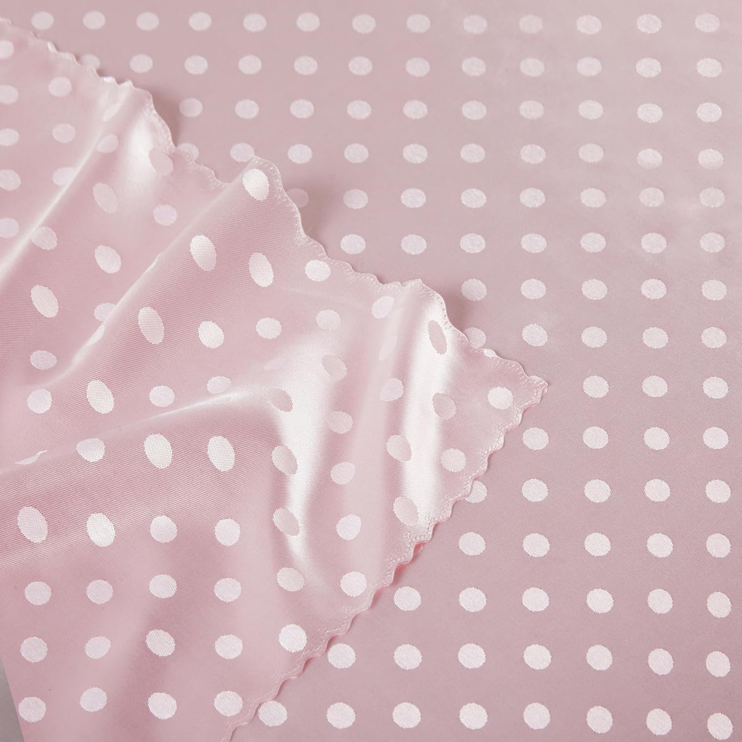 Blush Pink Polka Dot Satin Table Cloth 60 x 84 Inches,Blush Pink Rectangle Tablecloth Stain Resistant Wrinkle Free Silkly Soft Table Cloths for Dining Room, Indoor and Outdoor Use