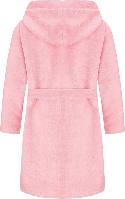 Kids Soft Towel Hooded Robe Cotton Bathrobe for Girls 5-16 Years
