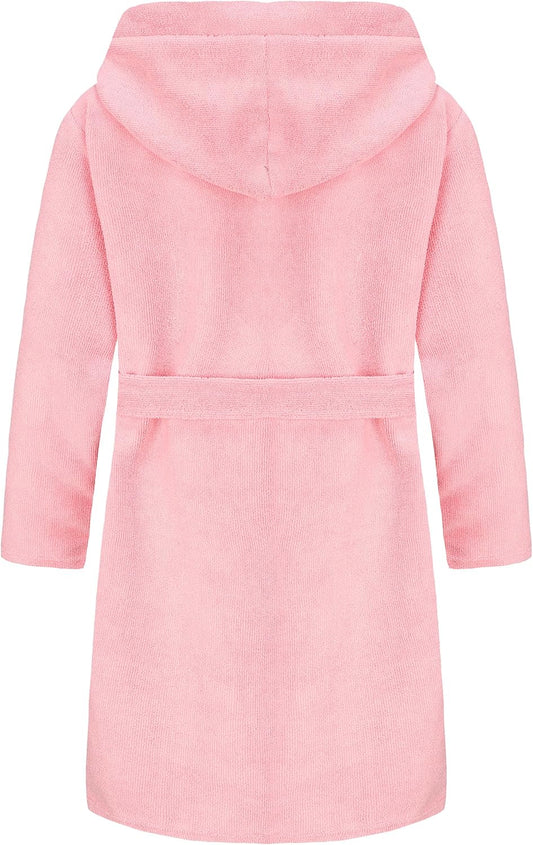 Kids Soft Towel Hooded Robe Cotton Bathrobe for Girls 5-16 Years