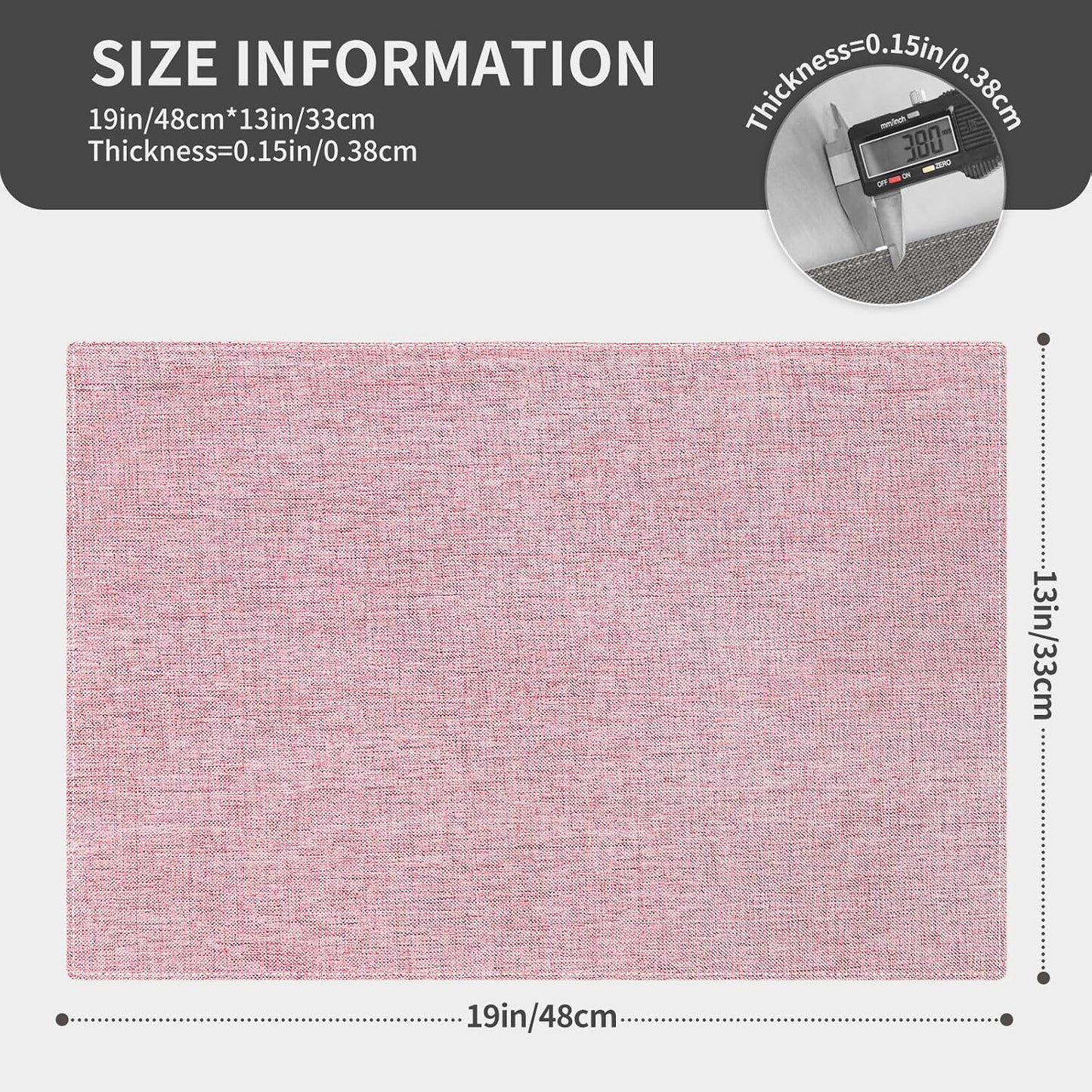 Cloth Placemats, Set of 4 Heat-Resistant Cotton Linen Blend Double Layered Machine Washable Place Mats, Wrinkle Free Thick Fabric Dining Table Mats for Indoors & Outdoors (Baby Pink, 4)