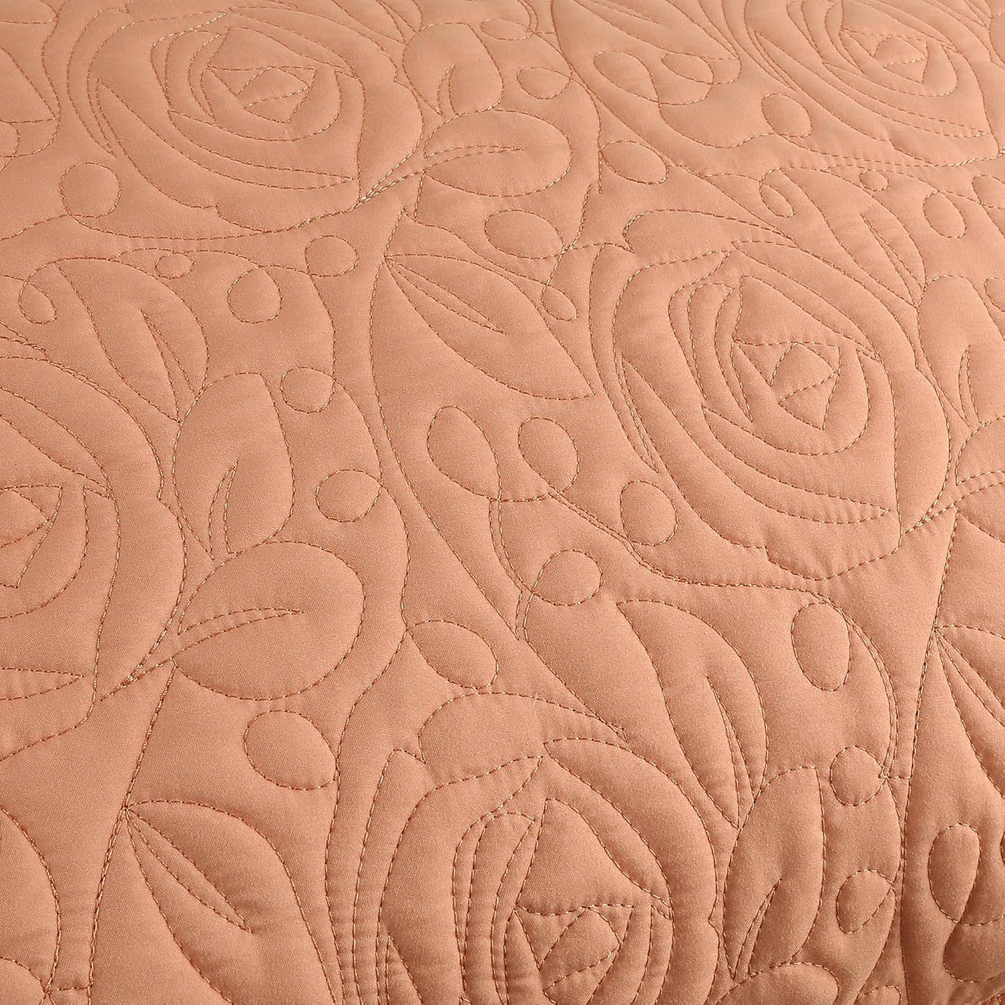 MarCielo 2-Piece Embroidered Pillow Shams, Decorative Microfiber Pillow Covers Set (Peach Fuzz, Standard)