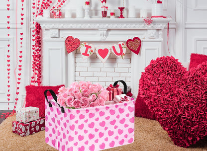 Valentine's Day Storage Basket Baby Hamper Collapsible Organizer Bin Gifts Shelf Baskets for Room Decor