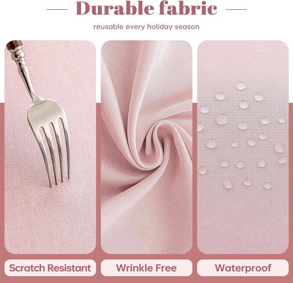 JIALE Pink Table Cloth, Round Tablecloth 60x60 Inches Waterproof Linen Tablecloths for Mothers Day Spring Summer,Dining Table Cover for Picnic/Party/Birthday