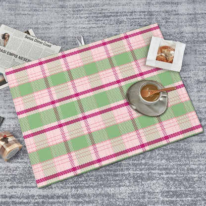 Dish Drying Mat Kitchen Counter Absorbent Light Green And Pink Tartan Plaid Pattern In Fresh Coffee Sink Mat Dish Drainer Pad 18 Inch X 24 Inch