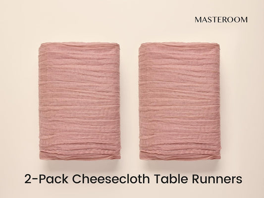 2 Pack Cheesecloth Table Runner 10ft Each – Boho Rustic Gauze Table Runners for Wedding, Bridal Shower, Fall Thanksgiving Decor, Peach Coral Pink 120 Inches Long