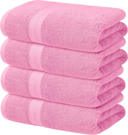Avalon Towels Pink Bath Towels Set of 4 pcs (27x54 inches), 100% Cotton Towel Absorbent and Quick Dry Pink Towels for Bathroom, Super Soft and Perfect for Daily Use