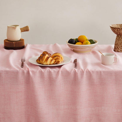 Farmhouse Linen Rectangular Tablecloth, Pink 60x120 Inch | Sleek Draping Style, Cotton Blend, Water Resistant Dining Tablecloths, Washable Stain-Resistant, Easy Care Table Cover