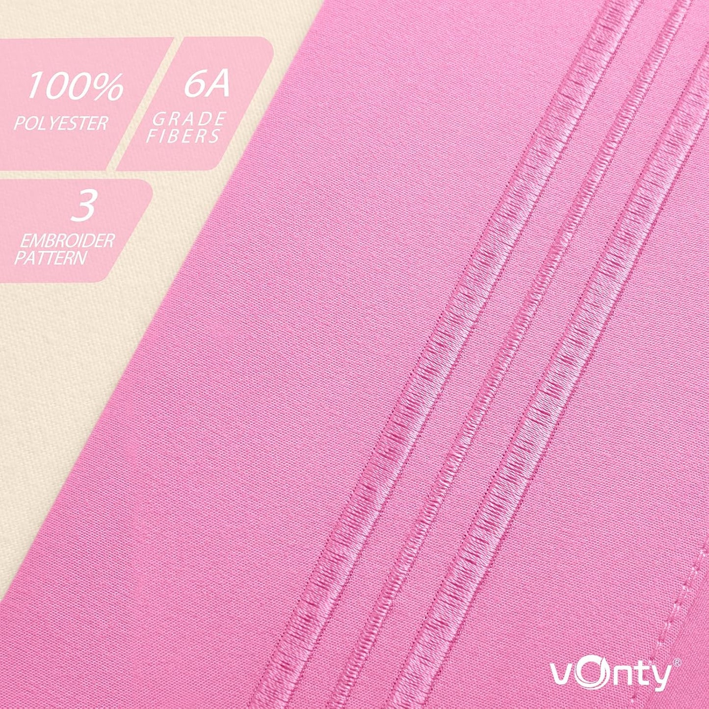 Vonty 2 Pack Standard Pillow Cases - 20x26 Inch, 1800 Thread Count Microfiber Pillowcases Standard Size Pink Pillow Cases Luxury & Soft Embroidered Bed Pillow Covers with Envelope Closure