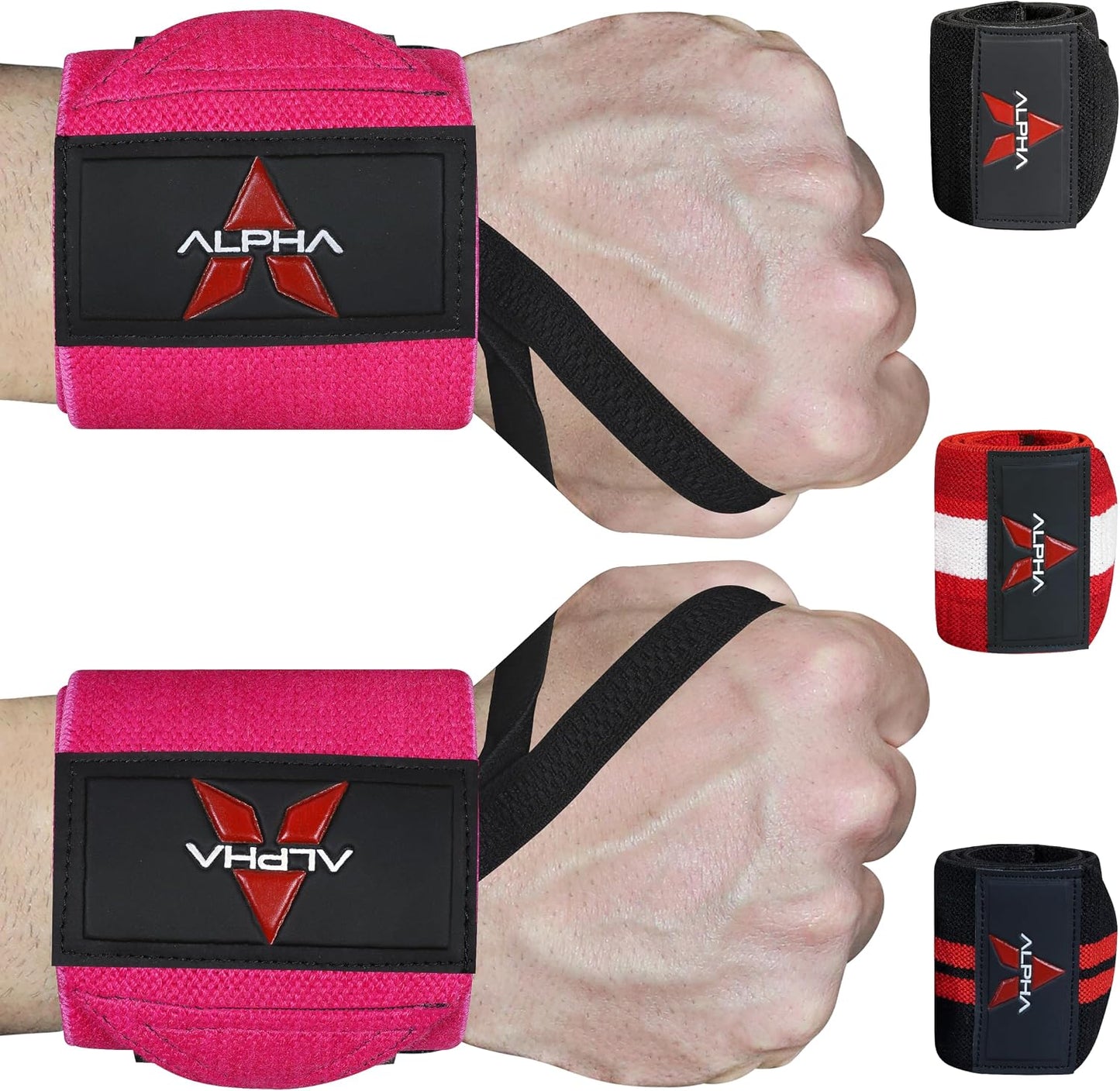AlphaSports Alpha Sports Wrist Wraps for Weightlifting,Gym Exercise,Adjustable,Durable for Crossfit,Powerlifting, Bodybuilding, and Fitness Workouts,Enhanced Stability for Lifting,Training