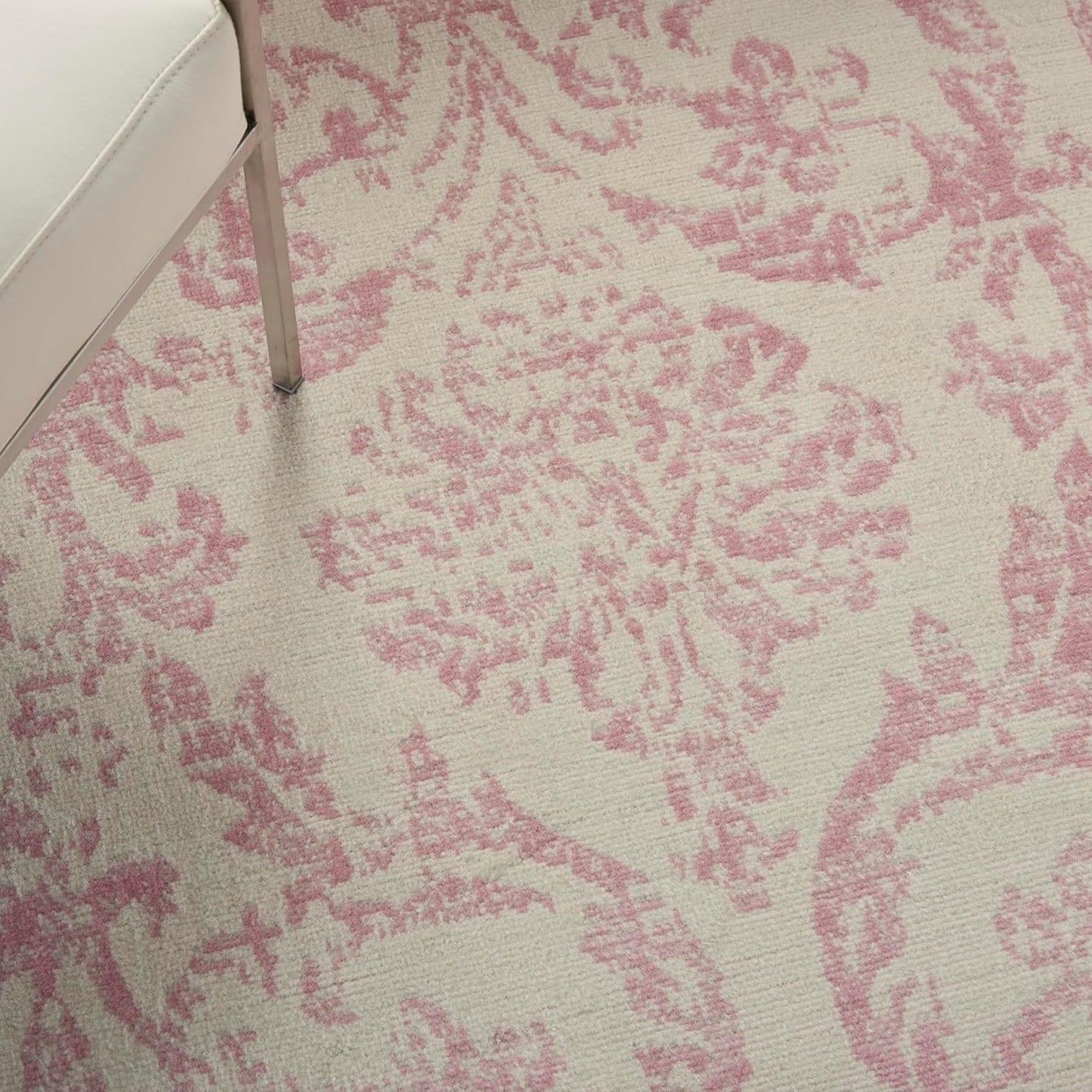 Nourison Home Jubilant Ivory Pink 6' x 9' Area Rug - Easy Clean, Non Shedding, Bed Room, Living Room, Dining Room, Kitchen (6' x 9')