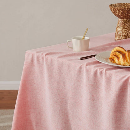 Tassel Linen Round Table Cloth, Pink 60 Inch | Tassel Trimmed, Sleek Draping, Cotton Blend, Water Stain Resistant Dining Tablecloths, Washable Farmhouse Table Cover