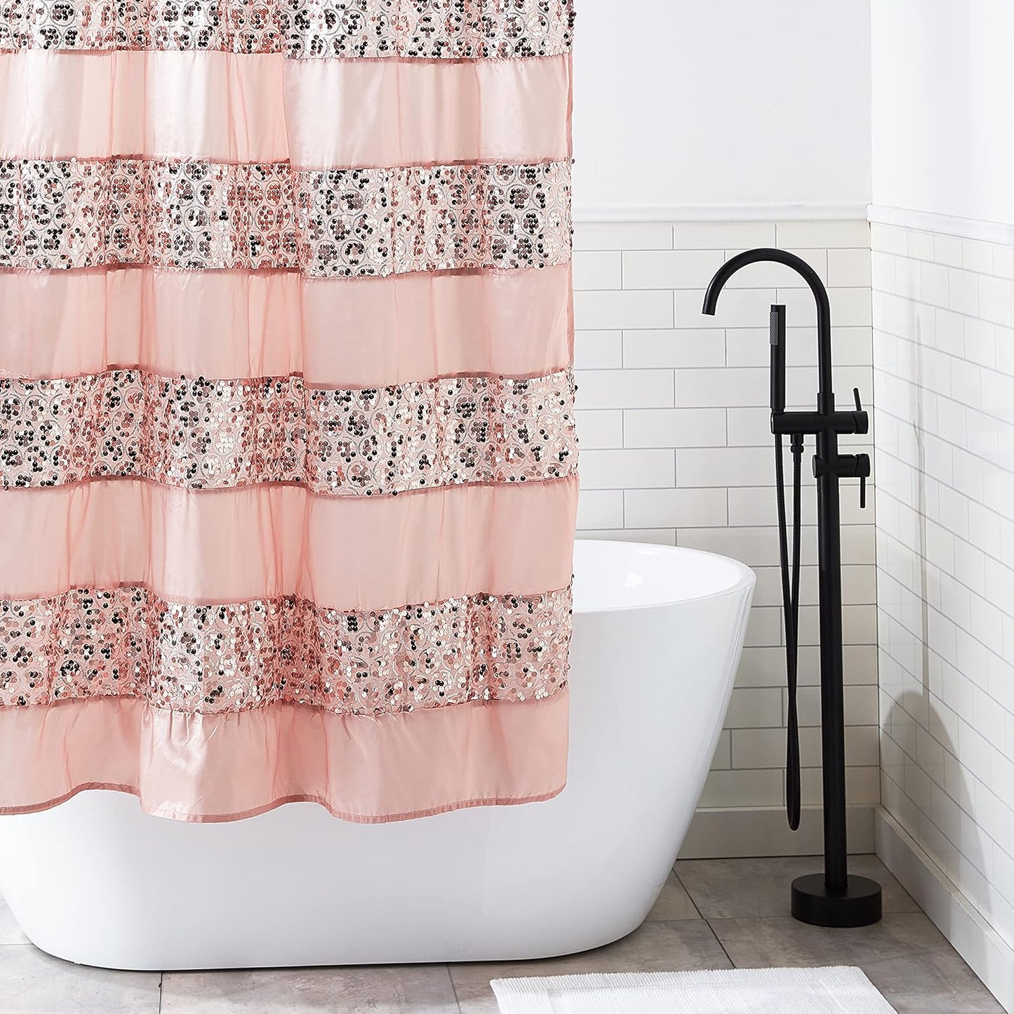 Popular Bath 885545 Sinatra Collection, Shower Curtain, Blush