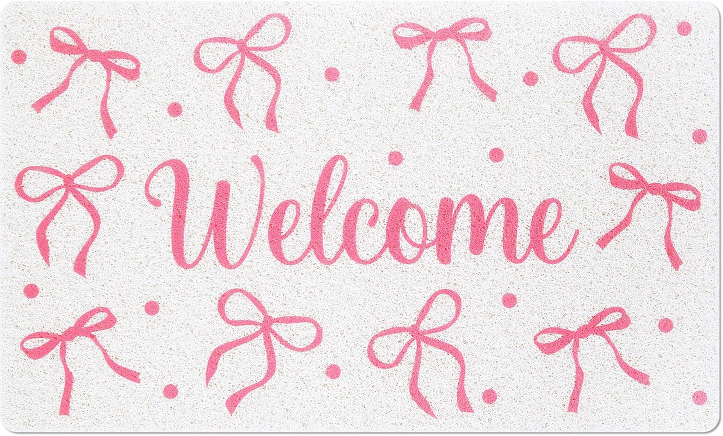 Mindsoft Pink Bow Doormat - 18x30 Non Slip Coquette Welcome Mat, Cute Pink Ribbon Door Mat for Apartment Entryway, Girls Bedroom Rug, Aesthetic Room Decor Gift for Her