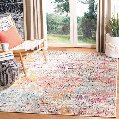 SAFAVIEH Madison Collection Area Rug - 5'3" x 7'6", Grey & Pink, Modern Abstract Design, Non-Shedding & Easy Care, Ideal for High Traffic Areas in Living Room, Bedroom (MAD460A)