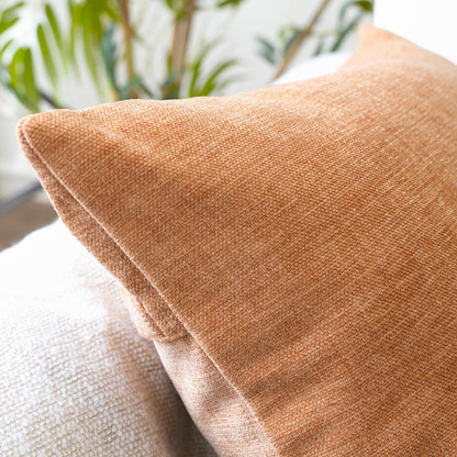 Encasa XO Thick Chenille Throw Pillow Covers Set of 2 | Peach - (18"x18") (45x45 cm) | Decorative Accent Square Throw Pillow Cases for Couch, Home Decor, Sofa