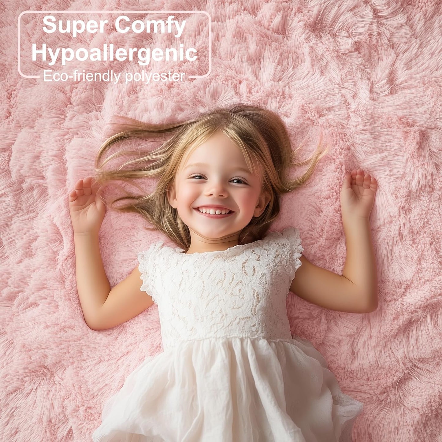 PAGISOFE Pink Rugs for Girls Bedroom 4x6 Ft Fluffy Cute Girls Room Decor Aesthetic Area Rugs Kawaii Baby Nursery Rugs Plush Playroom Shag Teen Girl Rug Thick Fur Dorm Rug Living Room Carpet