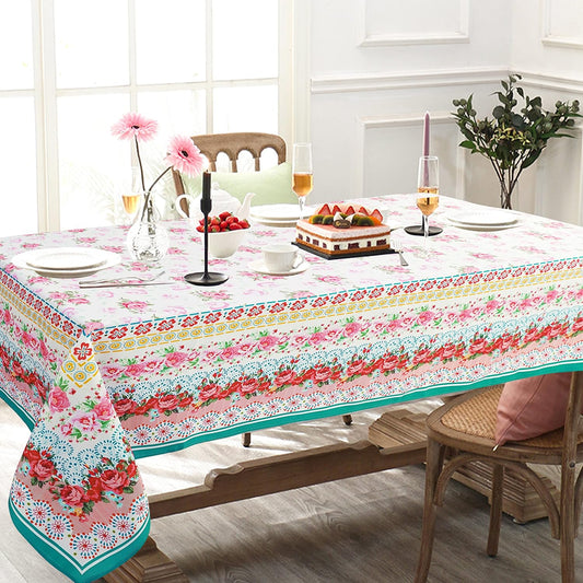 Rectangle Tablecloth - 60 x 102 Inch Pink Pioneer Design Rustic Tablecloth Classic French Country Printed Table Cover Farmhouse Decoration, Suitable for Home, Kitchen Dining