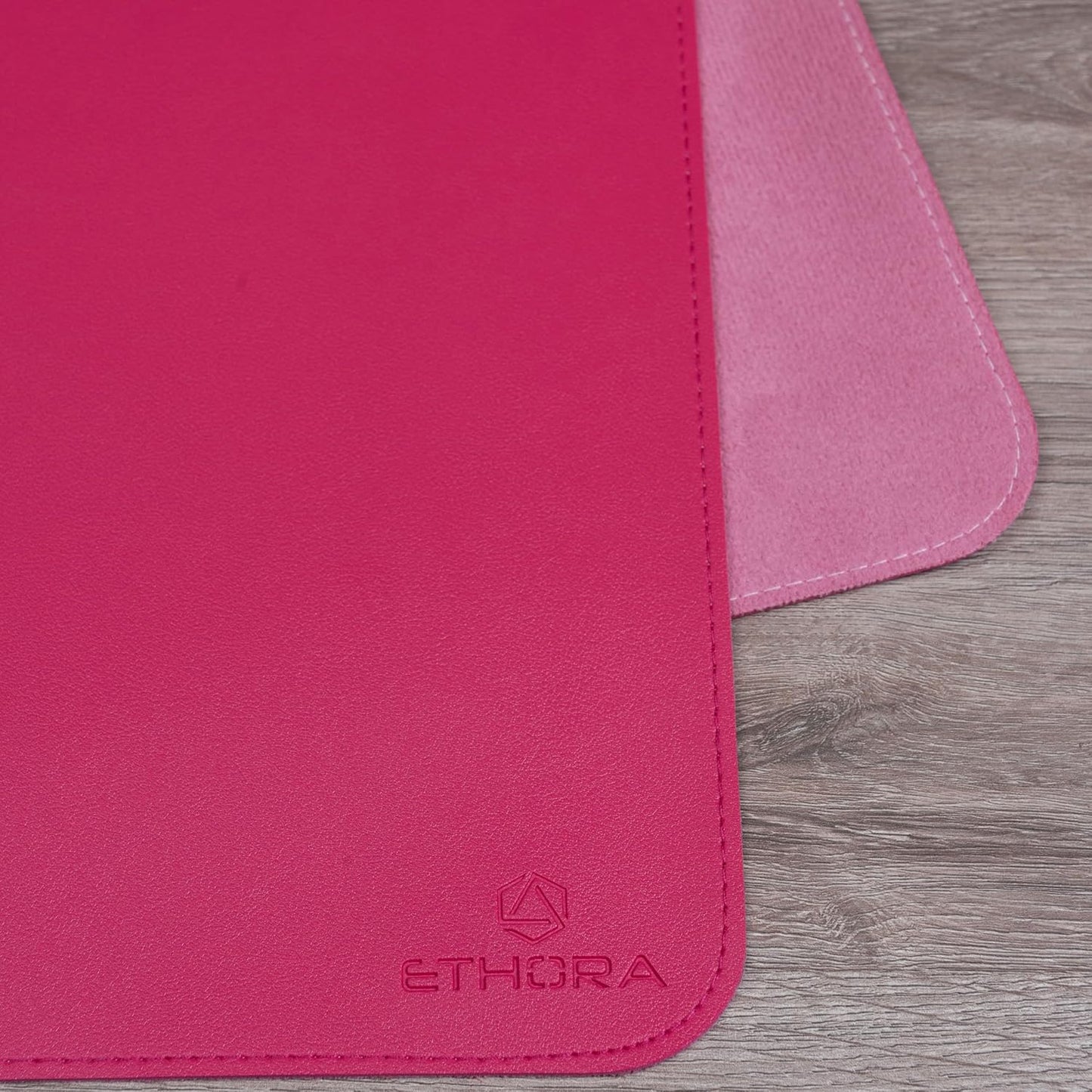 Desk Mat -Computer Desk mat with Non Slip Suede Bottom with Stitched Edges- Waterproof - Leather Desk pad PU Desk Cover for Home, Mouse, Makeup Mat for Vanity (Pink, 31.5 x 15.7)