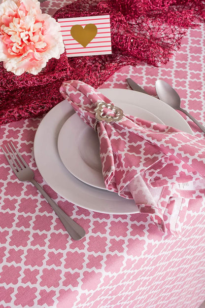 DII Lattice Tabletop Collection, Tablecloth, 60x104, Rose Pink