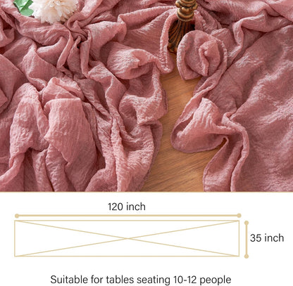 2Pcs Cheesecloth Table Runner Blush Pink 10FT Boho Gauze Cheese Cloth Table Runners 120 Inches Long Rustic Sheer for Centerpiece Home Party Christmas Wedding Baby Shower Spring Easter Decor
