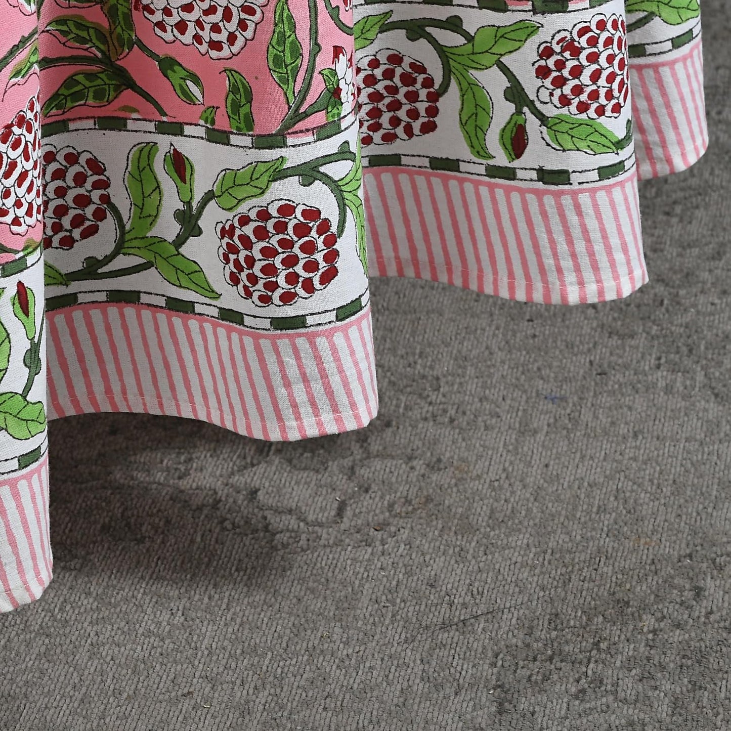 Ridhi Round Tablecloth Hand Block Print 100% Cotton Reusable Strawberry Pink 90 Inch Table Cover Decorative Everyday Use for Dining, Home, Farmhouse Gift for Spring, Mother's Day