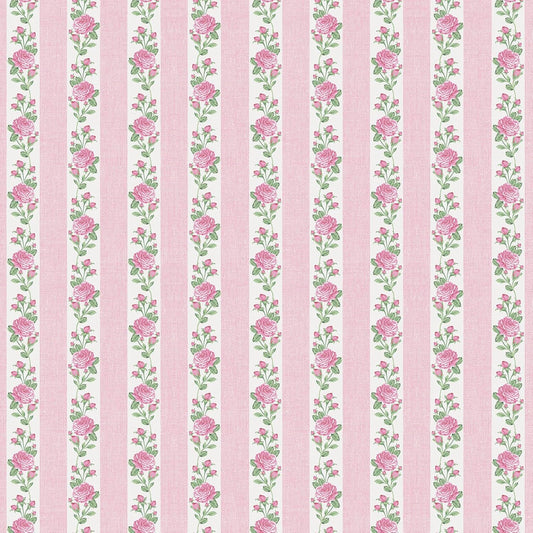 FYSUIMU Floral Striped Peel and Stick Wallpaper Roll Vintage Pink Rose Flower Stripe Contact Paper Self-Adhesive Wall Decoration for Farmhouse Home Bedroom Bathroom, 17 in x 10 Ft
