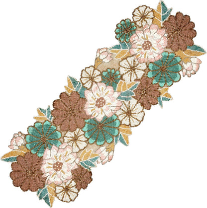 Handmade Beaded Beaded Runner 36 inch for Wedding, Party & Home Decor - 13x36 inch Pink/Light Brown Glass Beads Mat - Rustic Boho Embroidery Runner (Multi) - ALPHA Living HOME