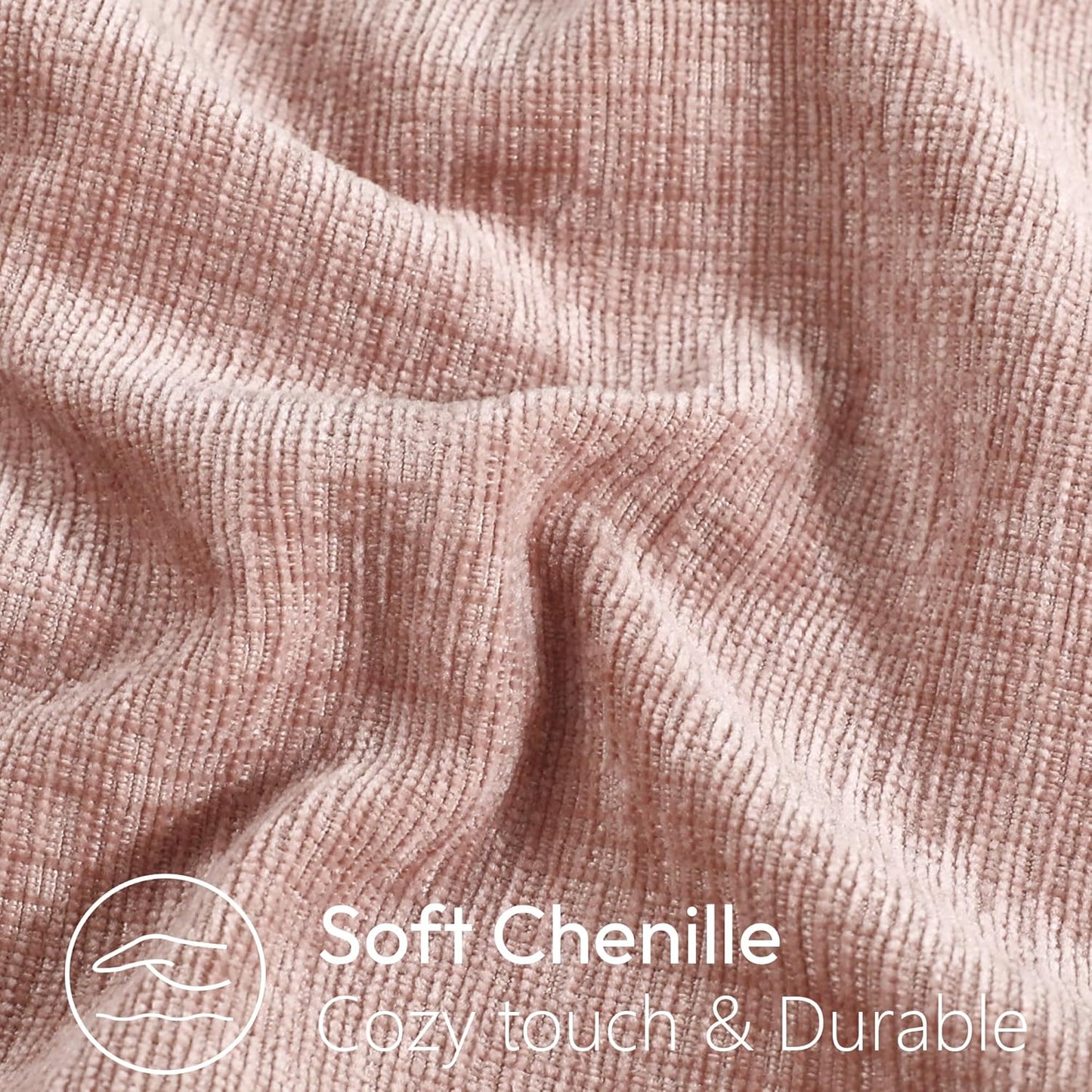 Stellhome Soft Decorative Chenille Pillow Covers 18x18 Inch Natural Pink Boho Farmhouse Neutral Couch Throw Pillows for Bed Sofa Livingroom Pack of 2 Accent Modern Pillowcase Home Decor