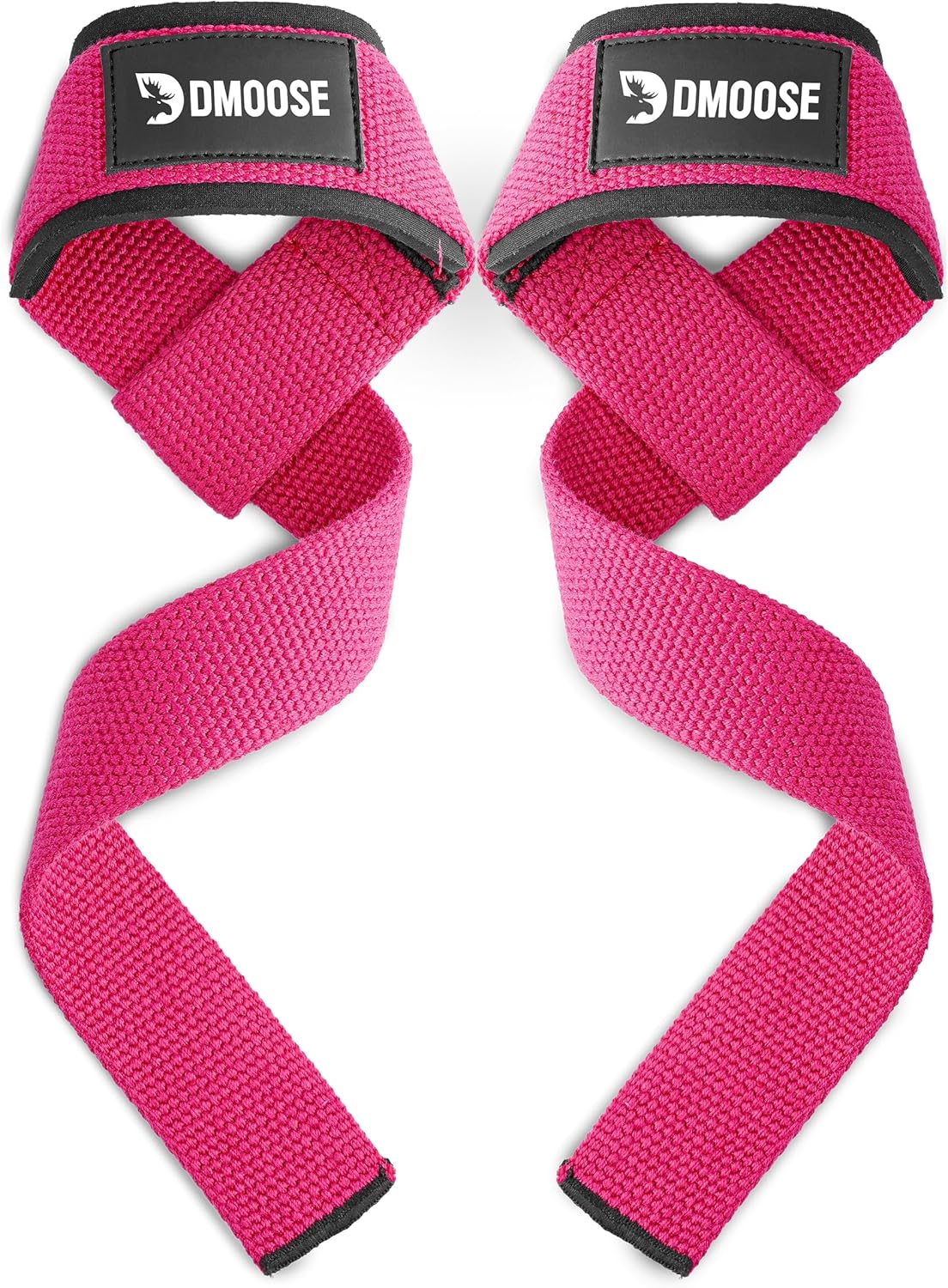 DMoose Fitness Lifting Straps 24" (Pair) - 5mm Padded Durable Wrist Straps for Weightlifting & Powerlifting - Cotton Lifting Strap with Silicone Grip for Men & Women - Deadlift Strap for Gym Workout