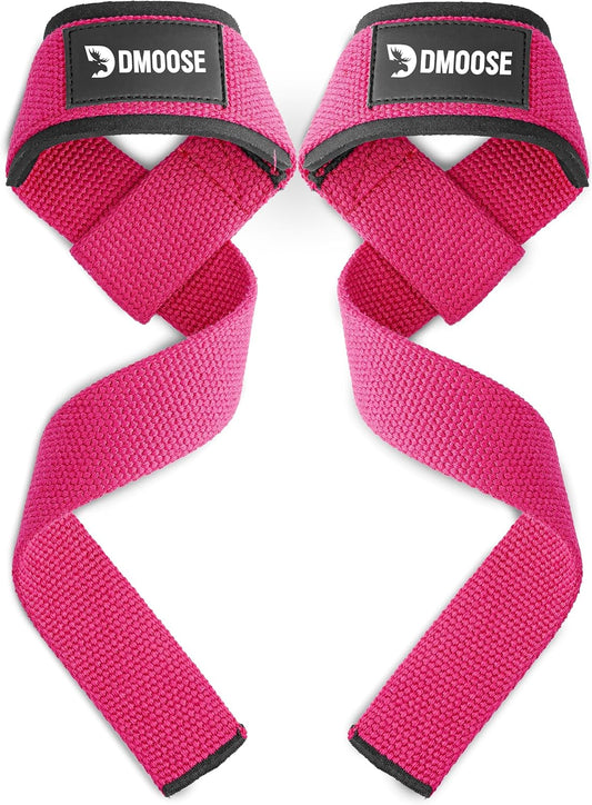 DMoose Fitness Lifting Straps 24" (Pair) - 5mm Padded Durable Wrist Straps for Weightlifting & Powerlifting - Cotton Lifting Strap with Silicone Grip for Men & Women - Deadlift Strap for Gym Workout