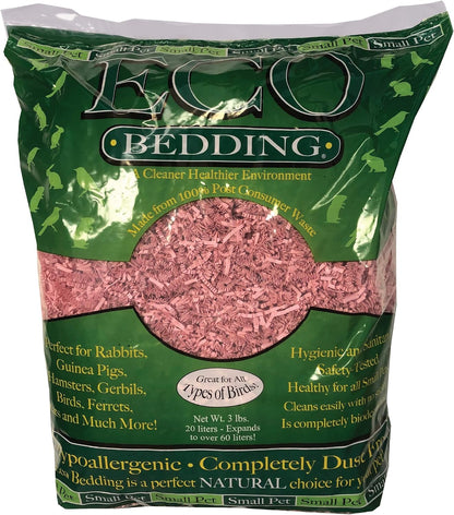 ECO BEDDING 99% Dust Free Paper Bedding for Small Pets and Birds, Pink, 3 lb (Expands to 60 L)