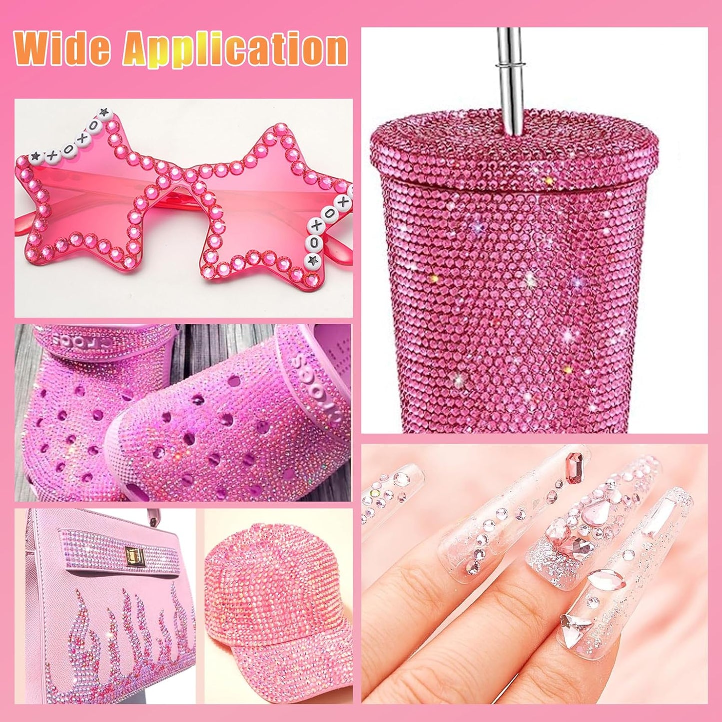 22000 Pcs Pink Flatback Pearls and Rhinestones Bedazzling Kit, Resin Rhinestones Gems for Crafting, Mixed Size Half Pearls Gems for Nails Face Eyes Makeup Bottles Shoes DIY Crafts