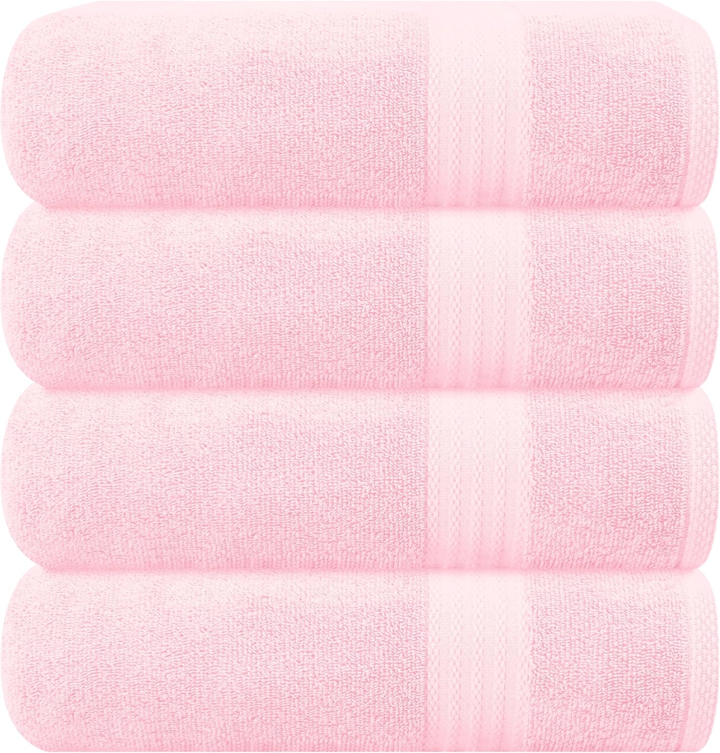 GLAMBURG Premium Cotton 4 Pack Bath Towel Set - 100% Pure Cotton - 4 Bath Towels 27x54 - Ideal for Everyday use - Ultra Soft & Highly Absorbent - Pink