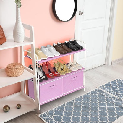 Simple Houseware 3-Tier Closet Storage with 2 Drawers, Pink
