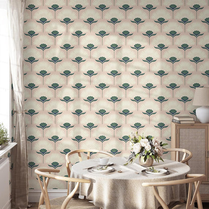 CiCiwind Vintage Wallpaper Peel and Stick Botanical Contact Paper Boho Wall Paper Pink Removable Self Adhesive Bathroom Bedroom Eco-Friendly Thicken 17.3" × 78.7"