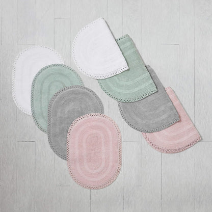 Laura Ashley Camilla 100% Cotton Oval Bath Mat with Crochet Border, Soft & Absorbent, Light Pink 21" x 34" Bathroom Rug