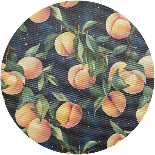 Peach Pattern Round Placemats, 6 Pack Heat Stain Scratch Resistant Table Placemats, Easy to Clean Table Mats for Dining Table 15.4 in