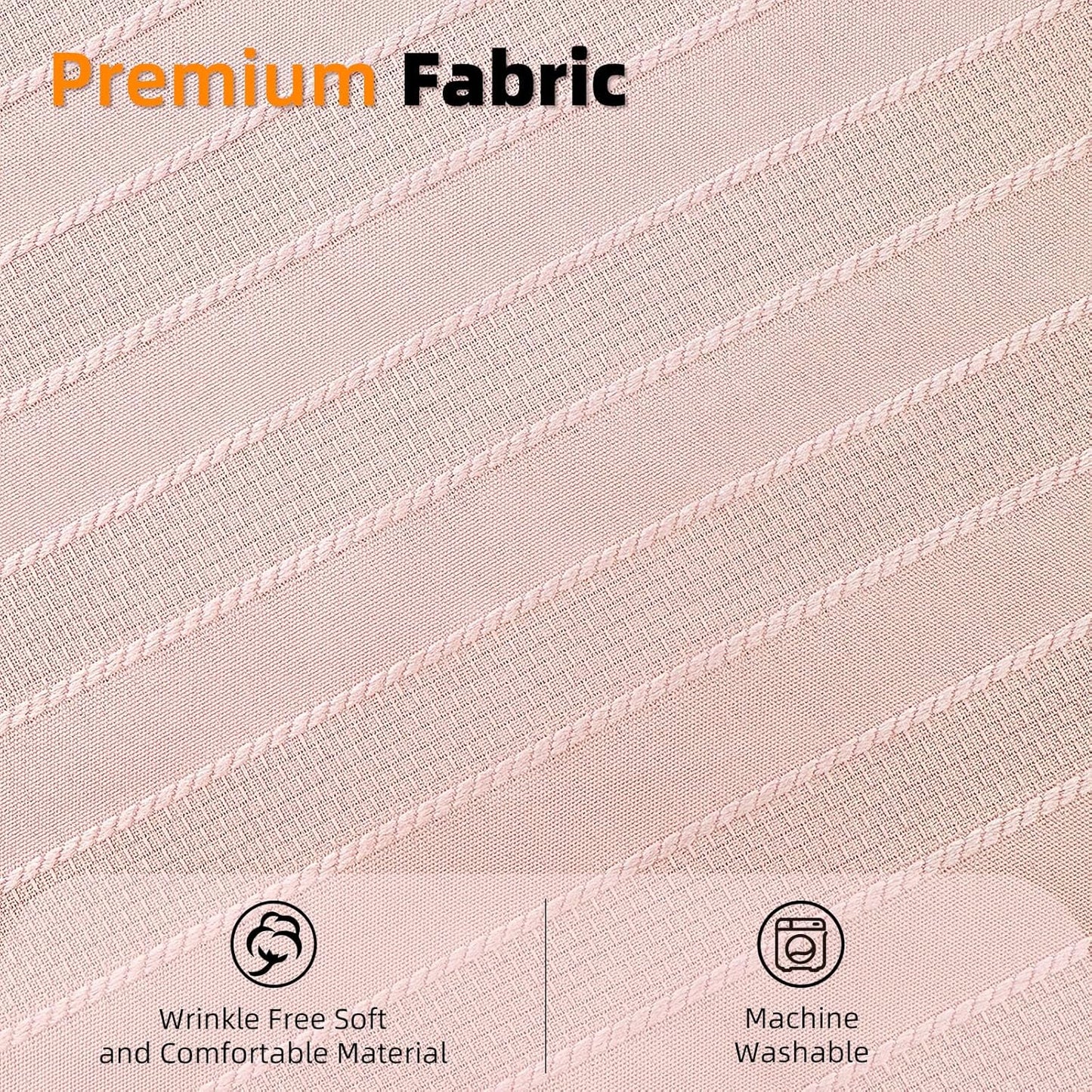 Seasonwood Pink Fabric Boho Shower Curtain Textured Vertical Stripe Tassel Shower Curtain Farmhouse Minimalist Cute Shower Curtains Pink, 72x72