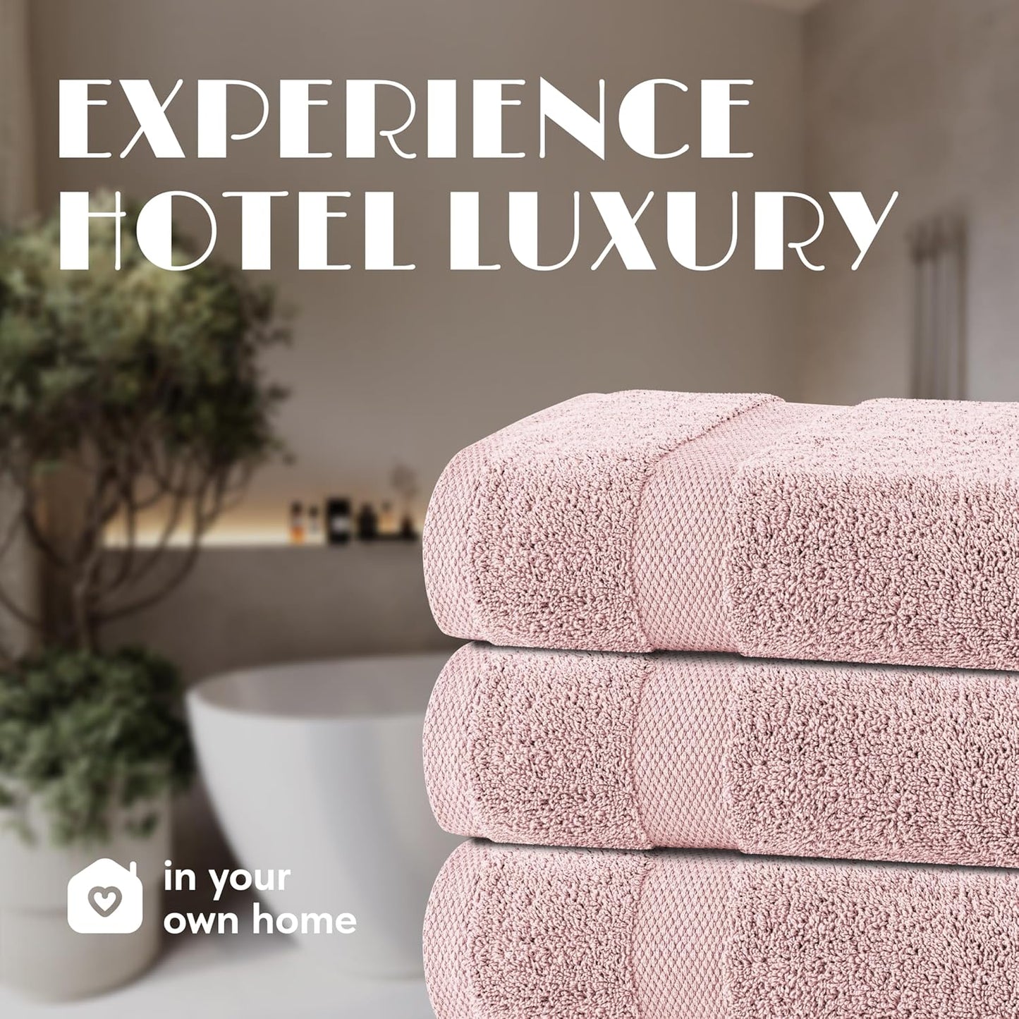 White Classic Pink Bath Towels 27x54 Inch, Cotton Towel Set for Bathroom, Hotel, Gym, Spa, Soft Extra Absorbent Quick Dry 4 Pack