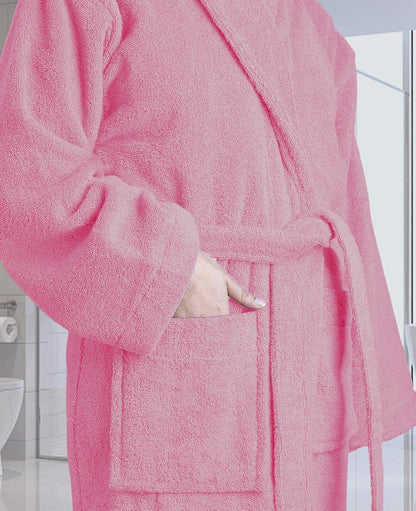 100% Cotton Shawl Collar Bathrobe for Women & Men – Terry Cloth, Lightweight Plush Long Spa & Hotel Luxury Robe