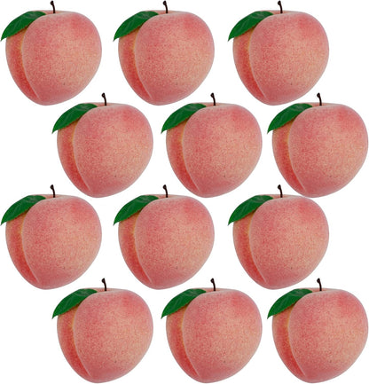 Happy Trees 12pcs Artificial Peach Simulation Fruit for Home Kitchen Table Cabinet Party Décor Photography Props Food