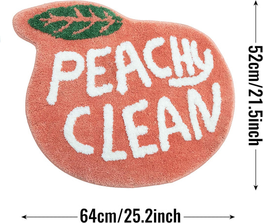 Peach Peach Bath Mat Peachy Fruit Bathroom Rugs for Living Room and Bedroom, Non Slip Washable Rug Orange Bathroom Decor